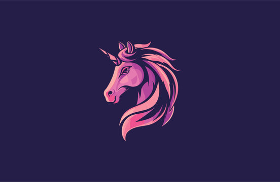 Unicorn logo design template vector illustration