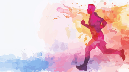 Joggen Sprint Läufer Silhouette Aquarell