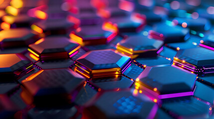 Fototapeta premium a close-up view of a surface composed of hexagonal shapes that fit together like tiles