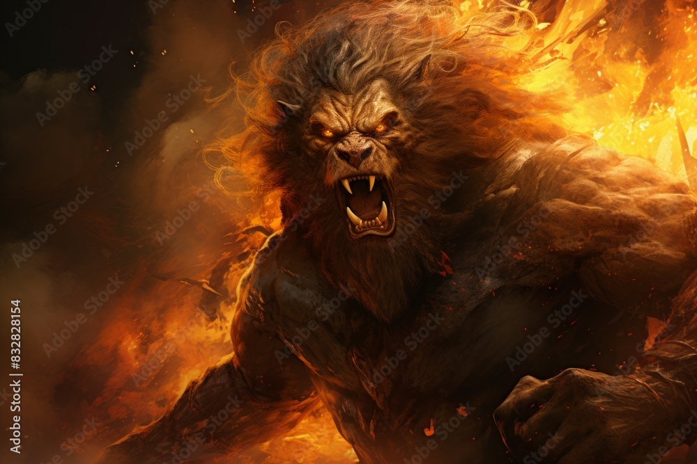 Wall mural a fearless and mighty berserker, unleashing devastating attacks with unbridled fury. - generative ai