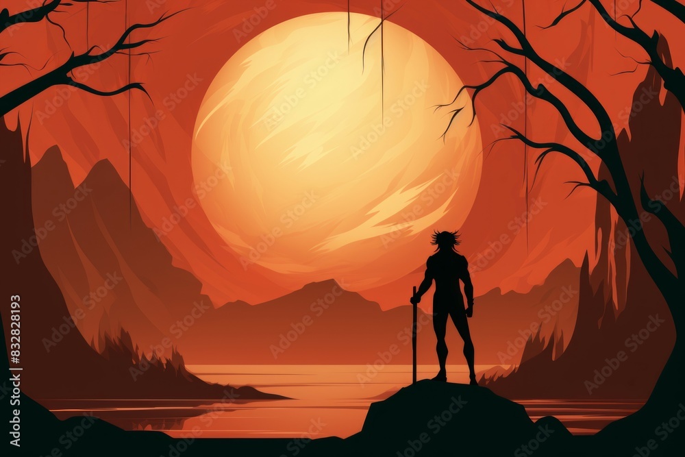 Wall mural a fearless and mighty berserker, unleashing devastating attacks with unbridled fury. - generative ai