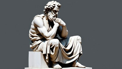 statue of a Greek philosopher in contemplation at the museum

