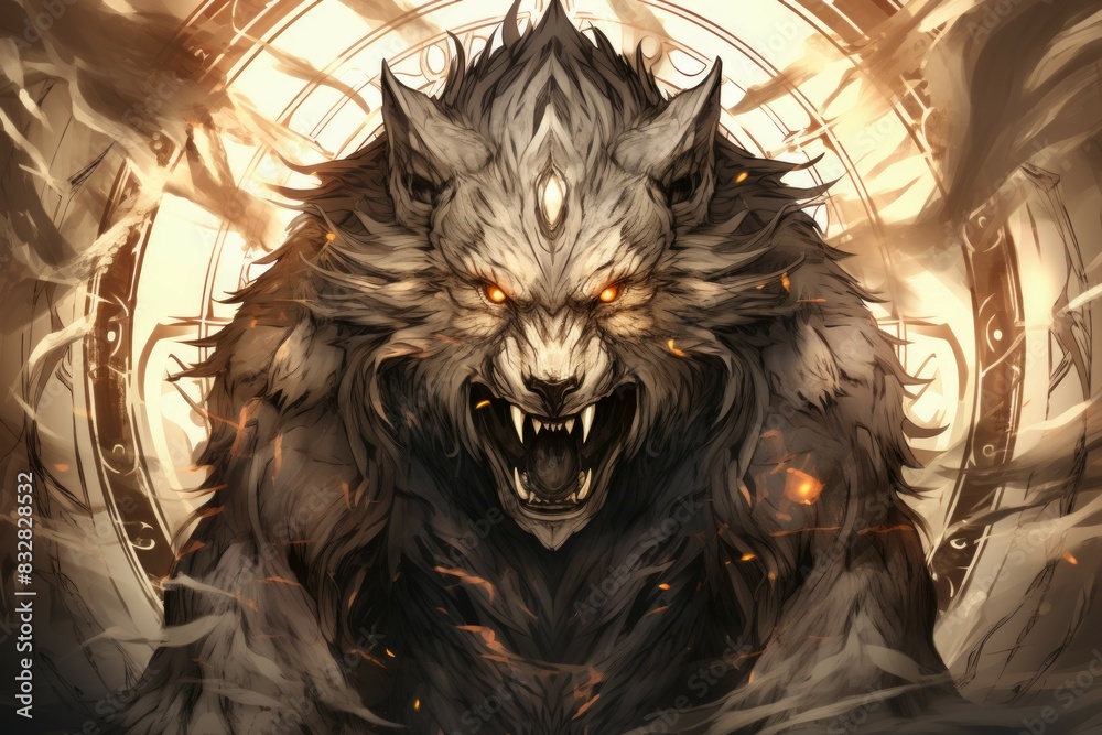 Wall mural a fearless and mighty berserker, unleashing devastating attacks with unbridled fury. - generative ai