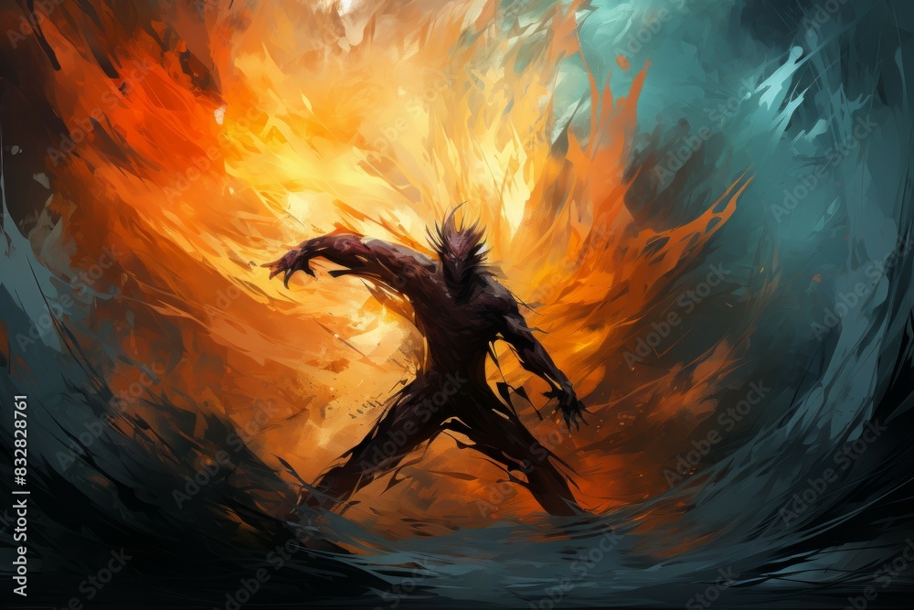 Wall mural a fearless and mighty berserker, unleashing devastating attacks with unbridled fury. - generative ai