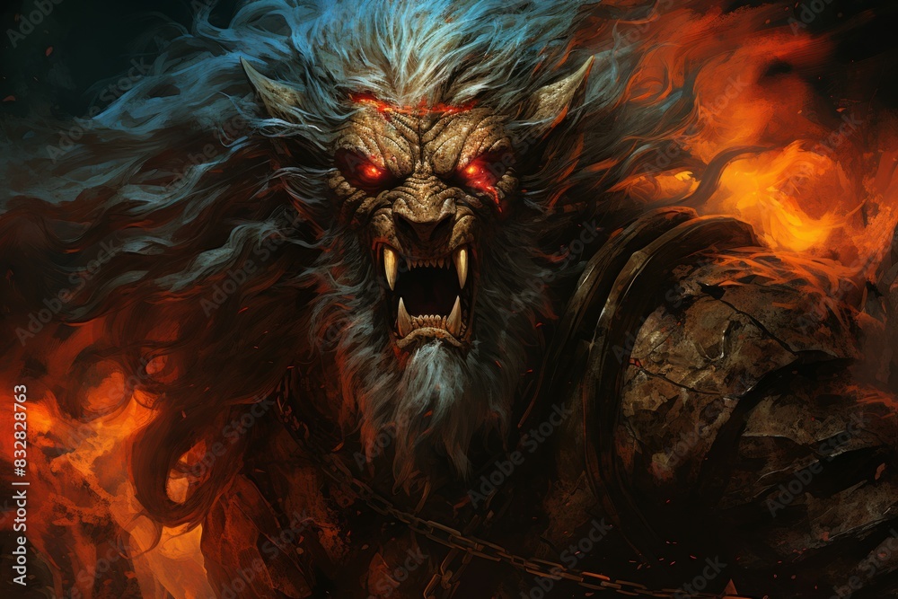 Wall mural a fearless and mighty berserker, unleashing devastating attacks with unbridled fury. - generative ai