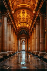Fototapeta premium The magnificent interior of a grand cathedral, featuring towering columns and an intricately designed ceiling.