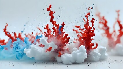 Red White and Blue Smoke Abstract - Landscape