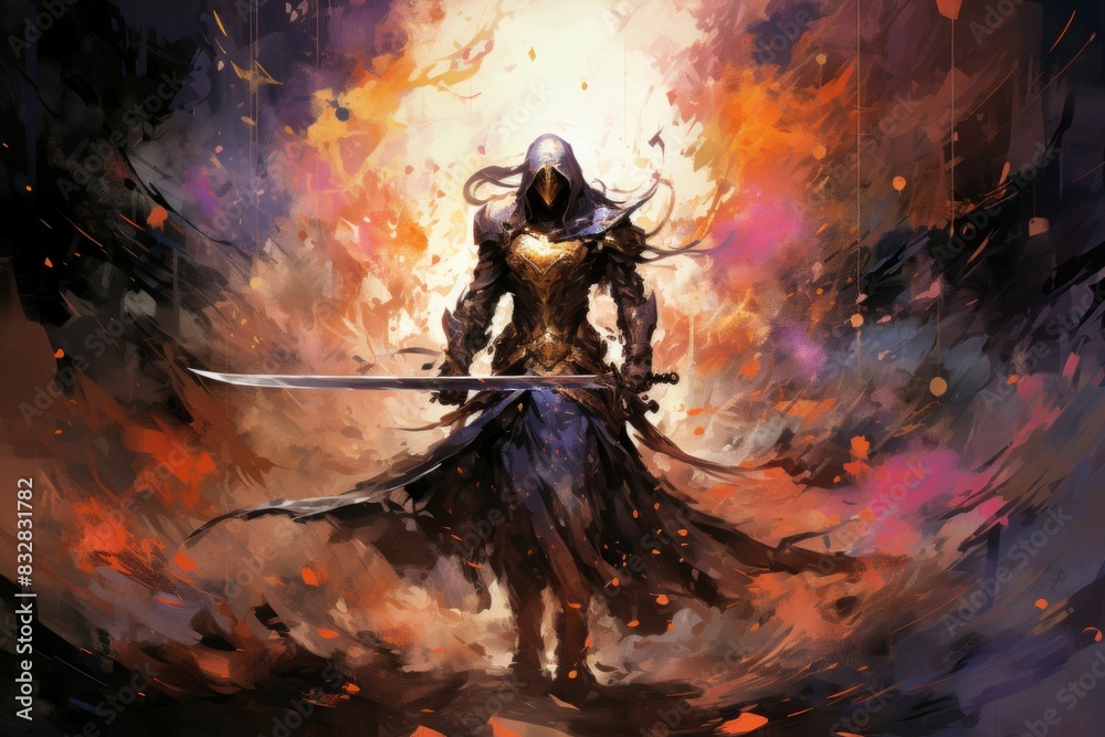 Canvas Prints a virtuous and steadfast paladin, upholding justice and combating evil with unwavering resolve. - ge