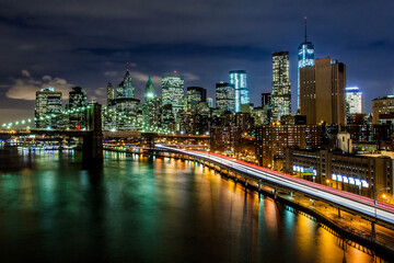 New york skyline and city lights at night