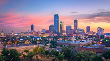 Fototapeta premium Oklahoma City Oklahoma USA downtown skyline at twilight. 