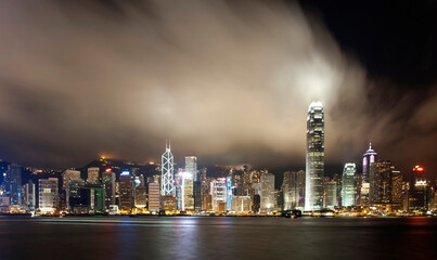 Dramatic night skyline of hong kong