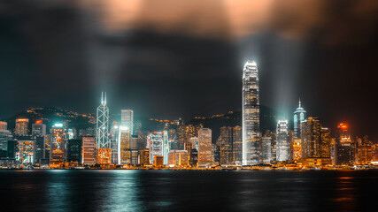 Enchanting nighttime skyline of hong kong