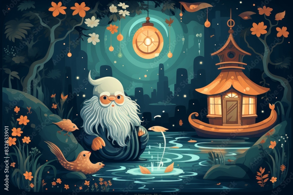 Canvas Prints a mysterious and enigmatic hermit, dwelling in solitude and possessing ancient wisdom. - generative 