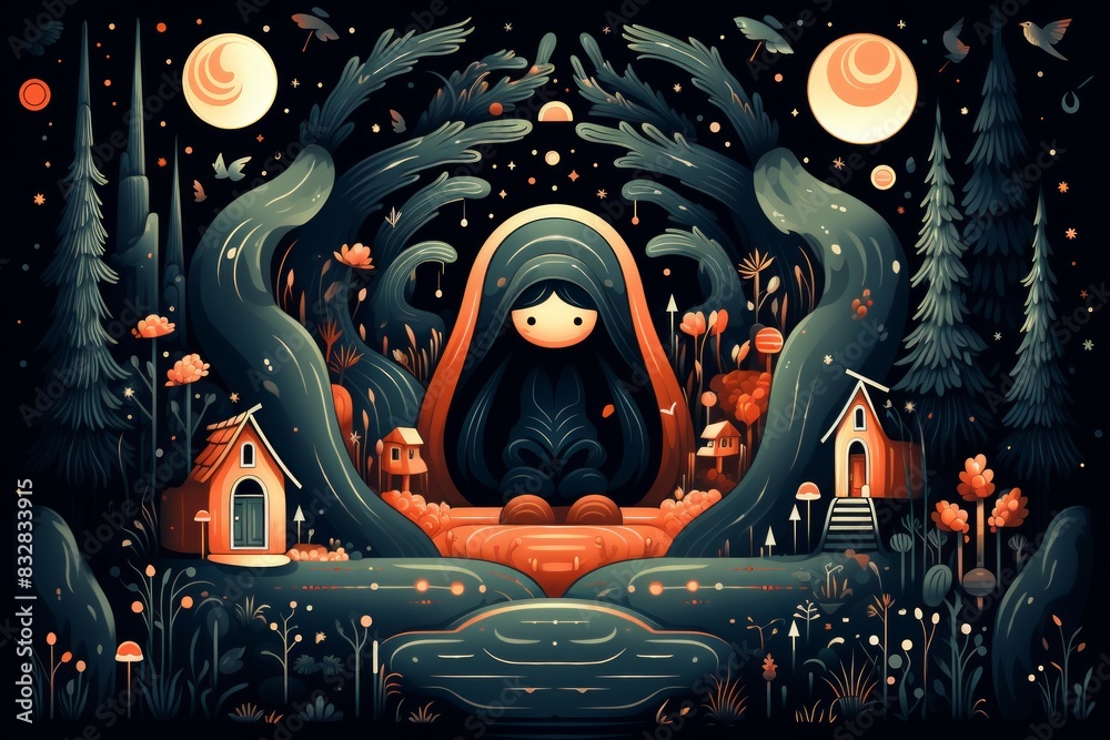 Canvas Prints a mysterious and enigmatic hermit, dwelling in solitude and possessing ancient wisdom. - generative 