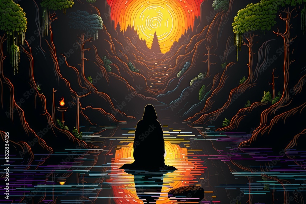 Canvas Prints A mysterious and enigmatic hermit, dwelling in solitude and possessing ancient wisdom. - Generative AI