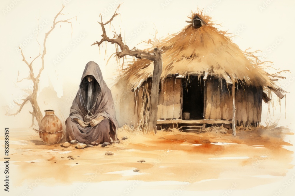 Canvas Prints a mysterious and enigmatic hermit, dwelling in solitude and possessing ancient wisdom. - generative 