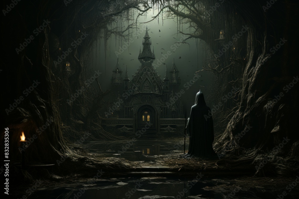 Canvas Prints a mysterious and enigmatic hermit, dwelling in solitude and possessing ancient wisdom. - generative 