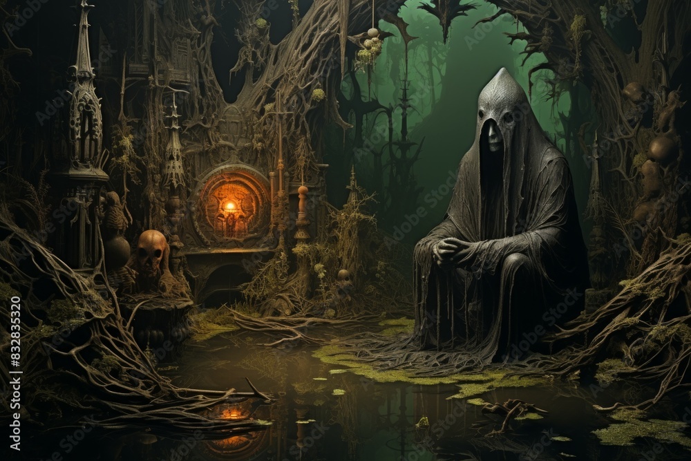Canvas Prints a mysterious and enigmatic hermit, dwelling in solitude and possessing ancient wisdom. - generative 