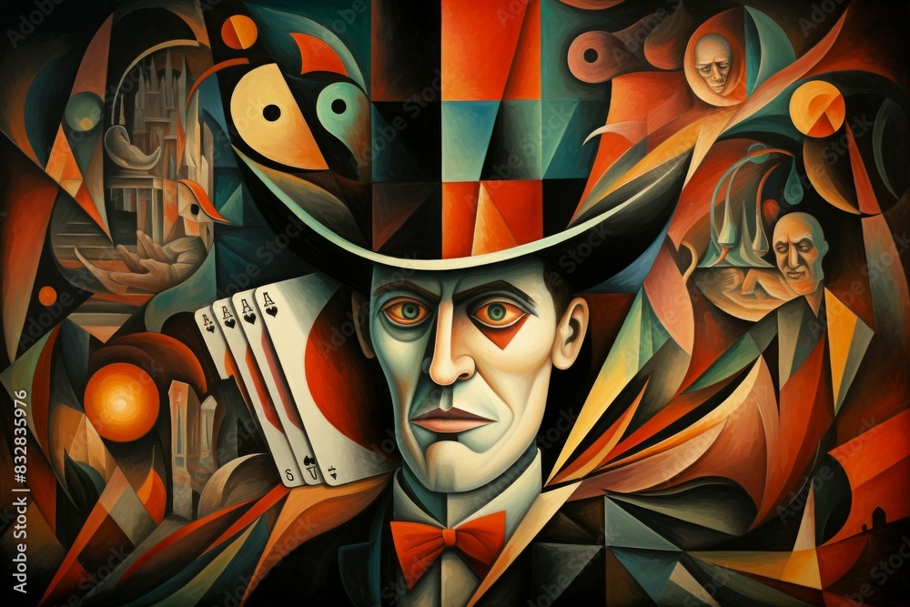 Canvas Prints a master of illusion magic, deceiving enemies with vivid phantasms and trickery. - generative ai