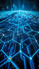 Obraz premium Hexagonal futuristic digital design with blue abstract geometric technology background