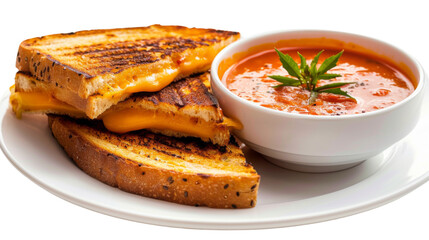 Plate of Grilled Cheese Sandwich and Tomato Soup