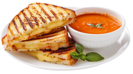 Plate of Grilled Cheese Sandwich and Tomato Soup