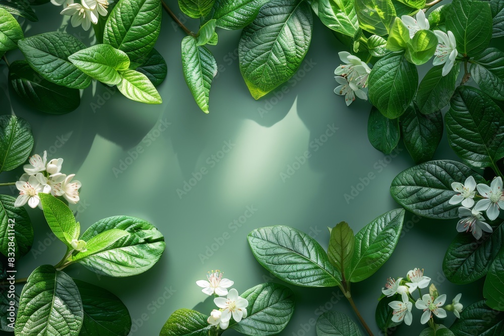 Wall mural Nature background flowers with green leaves . nature background. nature background. nature background. tropical flower - Wall murals