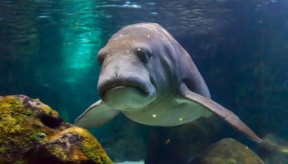 a manatee swimming in an aquarium