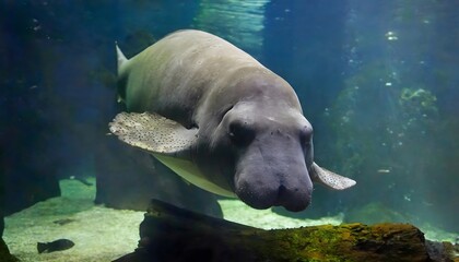 Fototapeta premium a manatee swimming in an aquarium