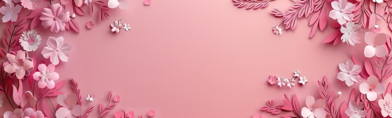 Fototapeta premium Number 8 in a Pink Floral Design. Premium Paper Cut Banner with Flowers and copy-space, to Celebrate International Woman's Day