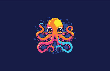 Octopus logo design template vector illustration