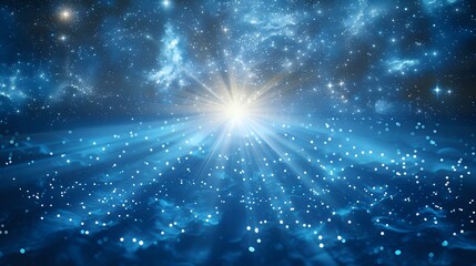 
Abstract cosmic scene with a radiant light burst and sparkling stars, perfect for science and fantasy themes. Ideal for promoting space exploration, science fiction, and cosmic art.