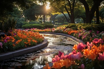 Obraz premium Gardens and flowers - Generative AI
