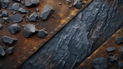 Natural stone and metal background