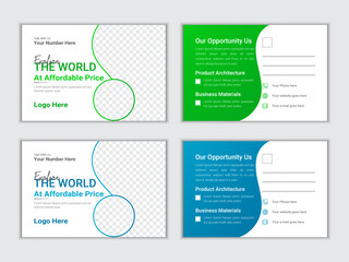 Real estate Postcard Design vector template for Opening invitation. Professional real estate postcard design template.