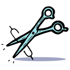 Scissors cut a dollar sign money symbol. Cutting expenses and saving money. Shop for less by reducing spending. Hand drawn vector icon simple graphic image art design illustration.