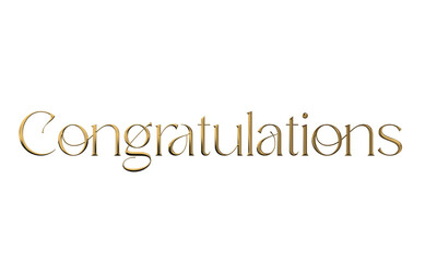 Congratulations stylish text 3d gold chrome template transparent background