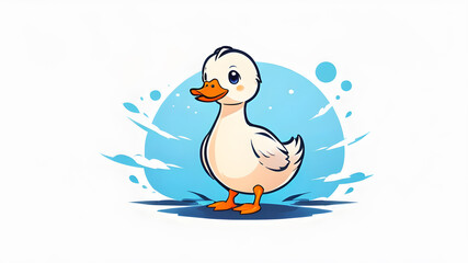 Obraz premium Cute duck cartoon isolated on white background, Generative AI