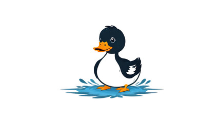 Cute duck cartoon isolated on white background, Generative AI