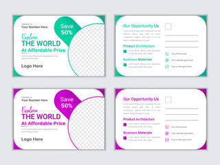 Modern, creative, and clean business card template estate business post card template.