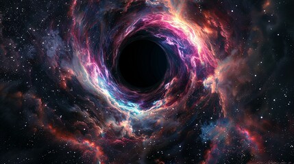 Outer Space Abstract: Black Hole, Nebula, and Colorful Stars
