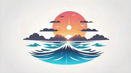 Marine themed logo icon symbol emblem on white background, Generative AI