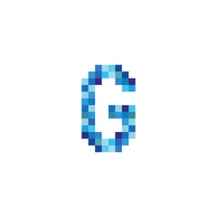 letter G pixels, simple blue symbol logo vector