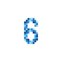 number 6 pixels, simple blue vector logo symbol