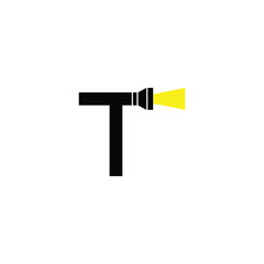 letter T simple flashlight symbol logo vector