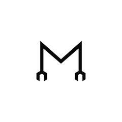 letter M wrench simple vector logo symbol