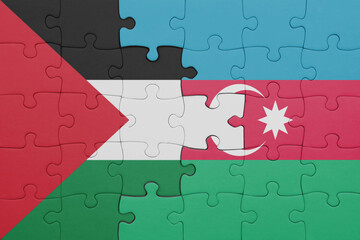 puzzle with the colourful national flag of azerbaijan and flag of palestine.