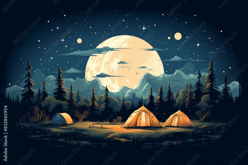 Wall mural Camping - Generative AI