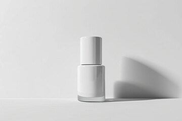 bottle of white nail polish on plain white background from Generative AI