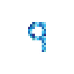 letter q pixels, blue simple vector logo symbol